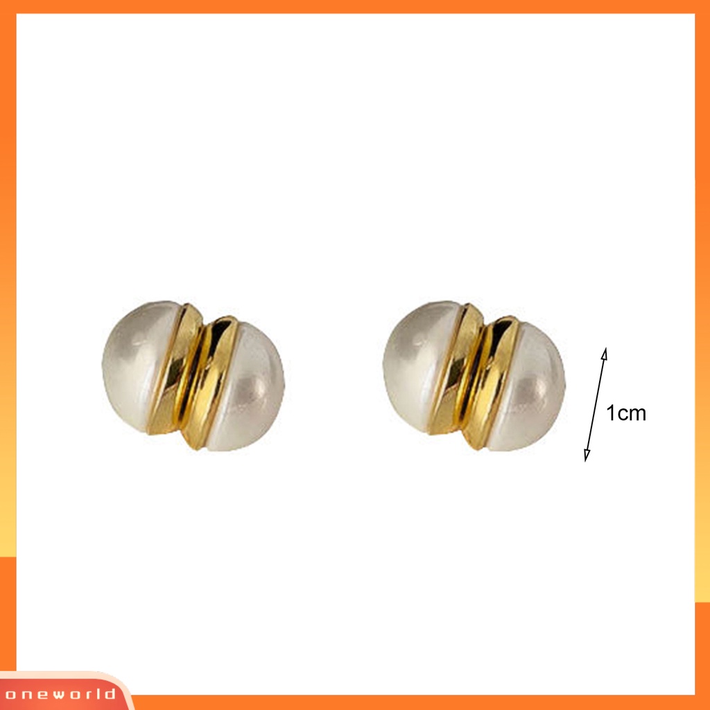 [EONE] 1pasang Anting Klip Ada Lubang Telinga Mutiara Imitasi Kuat Tidak Sakit Memakai Electroplating Ear Ornament Fade-Proof ic Ear Clip Stud Earrings Aksesoris Pakaian