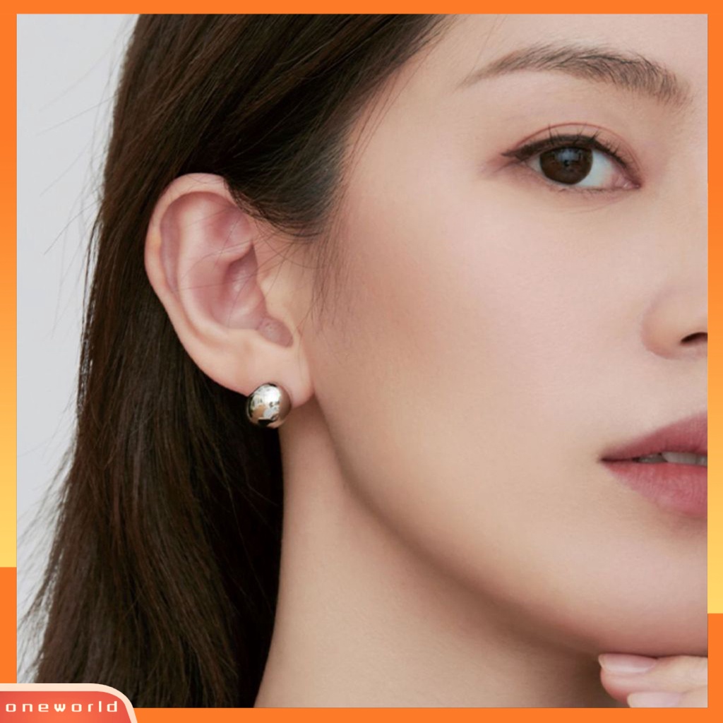 [EONE] 1pasang Stud Earrings Electroplating Geometric Shiny High-polished Piercing Dress Up Nickel-free Simple Mini Plated Women Earrings Perhiasan Aksesori