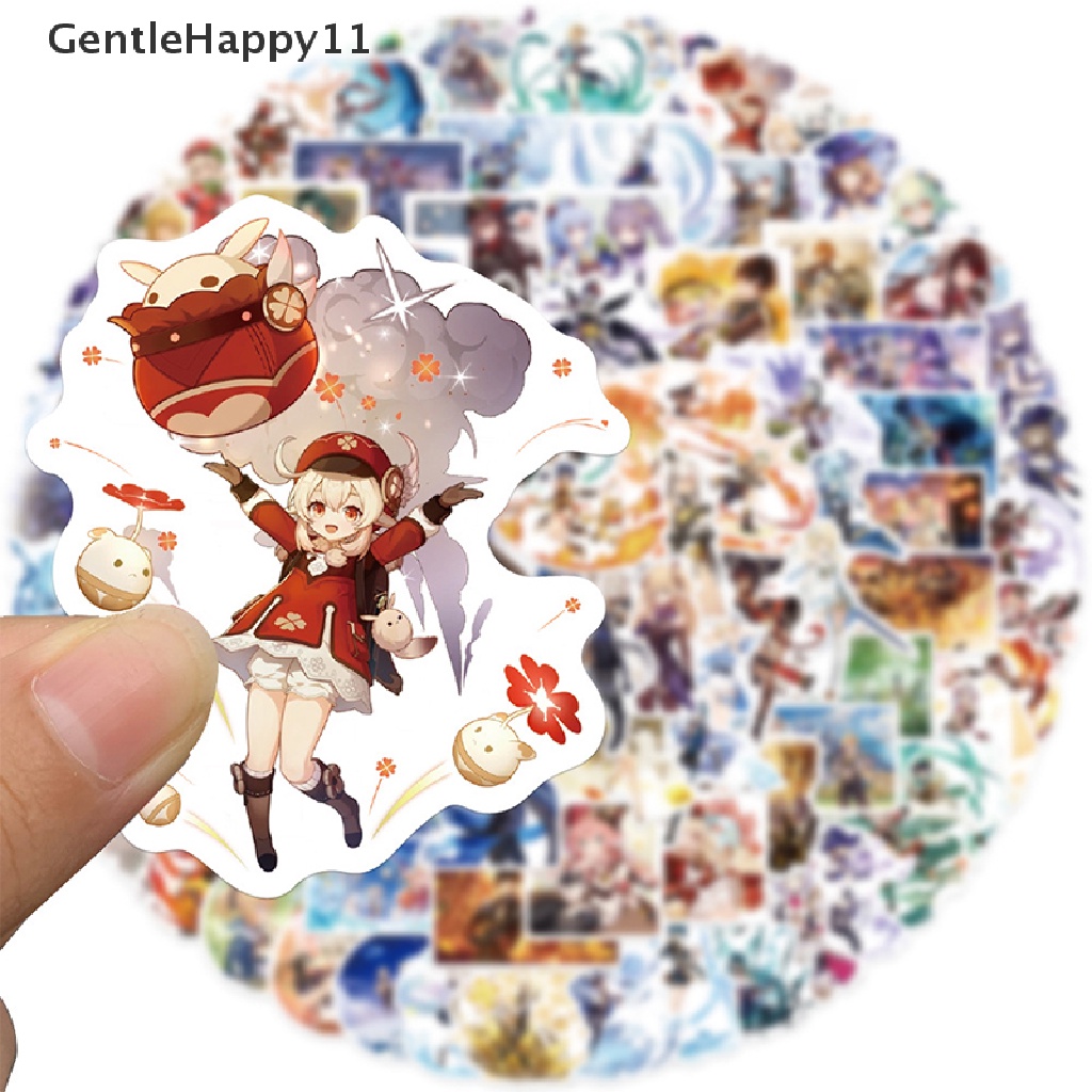 Gentlehappy 100pcs Stiker Game Anime Genshin Impact Kartun Tahan Air Stiker Mainan Anak id