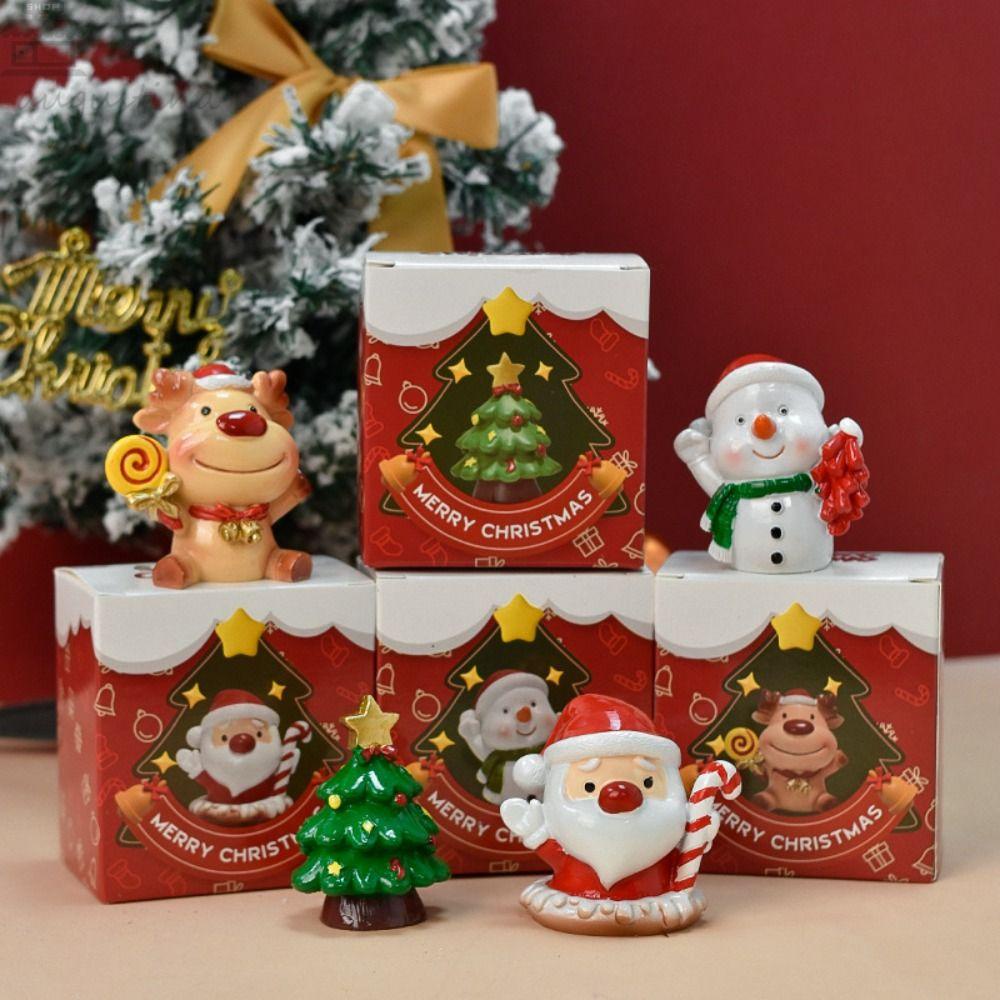 Patung Natal Agustina Lucu Lucu Bahan Resin Kerajinan Tangan DIY Seri Natal Patung Mini