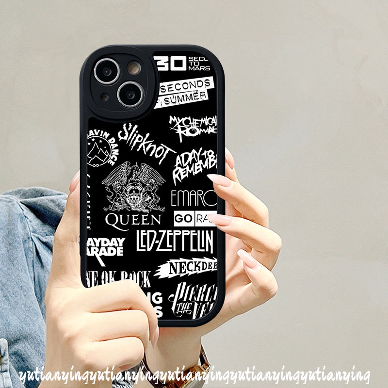 IPHONE Fashion Graffiti Huruf Case Kompatibel Untuk Iphone11 12 13 14 Pro Max X XR XS Max 7Plus 6s 6 7 8 Plus SE 2020 Lembut Tpu Shockproof Phone Cover