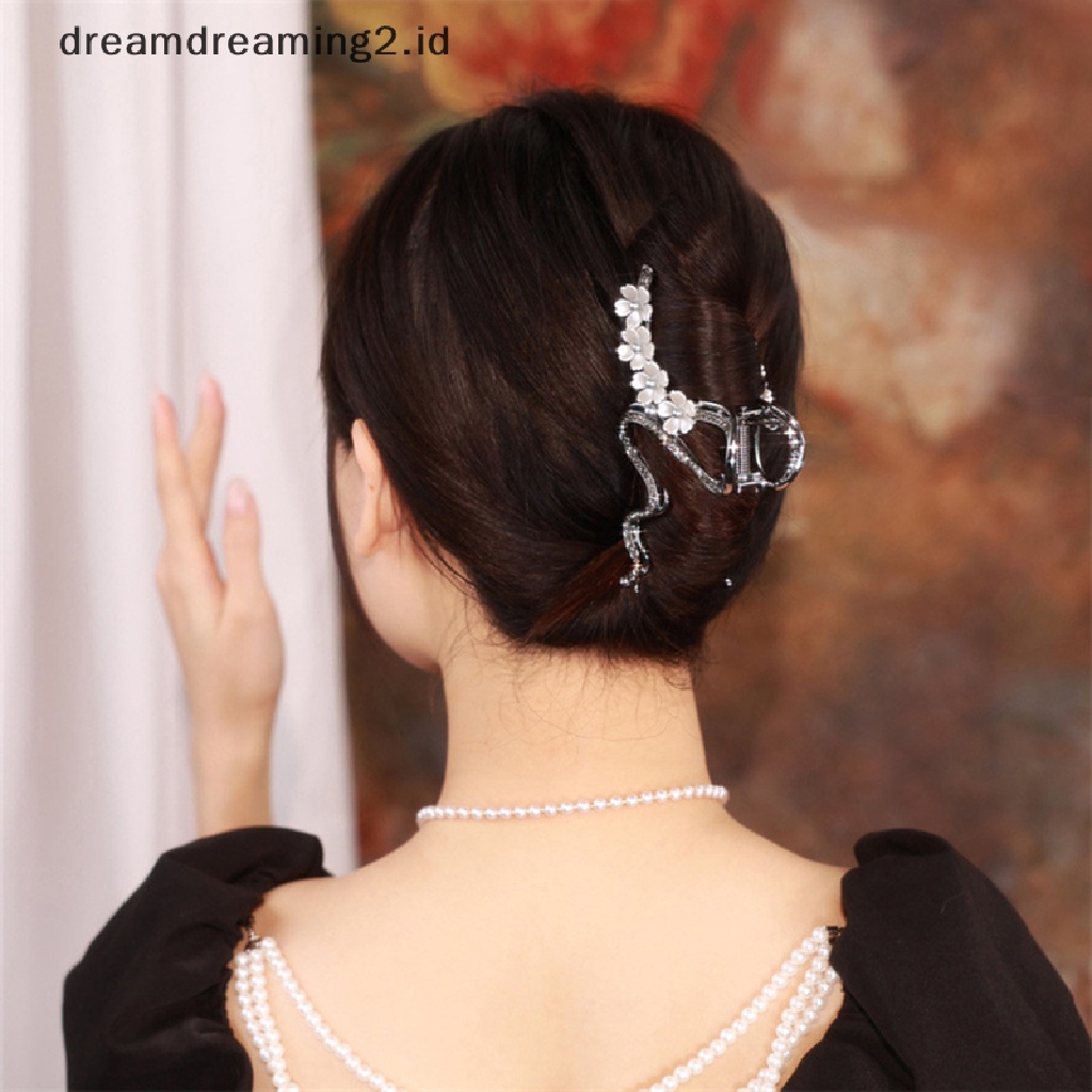 (dream) Cherry Blossom Jepit Rambut Bunga Hair Clip Metal Hair Claw Shark Clip Wanita Jepit Hiasan Kepala Aksesoris Rambut//