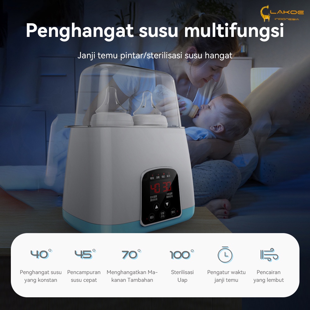 Lakoe Penghangat botol alat sterilisasi penghangat botol bayi LCD Display Remote/Warmer Heater Bottle/ Bottle sterilizer