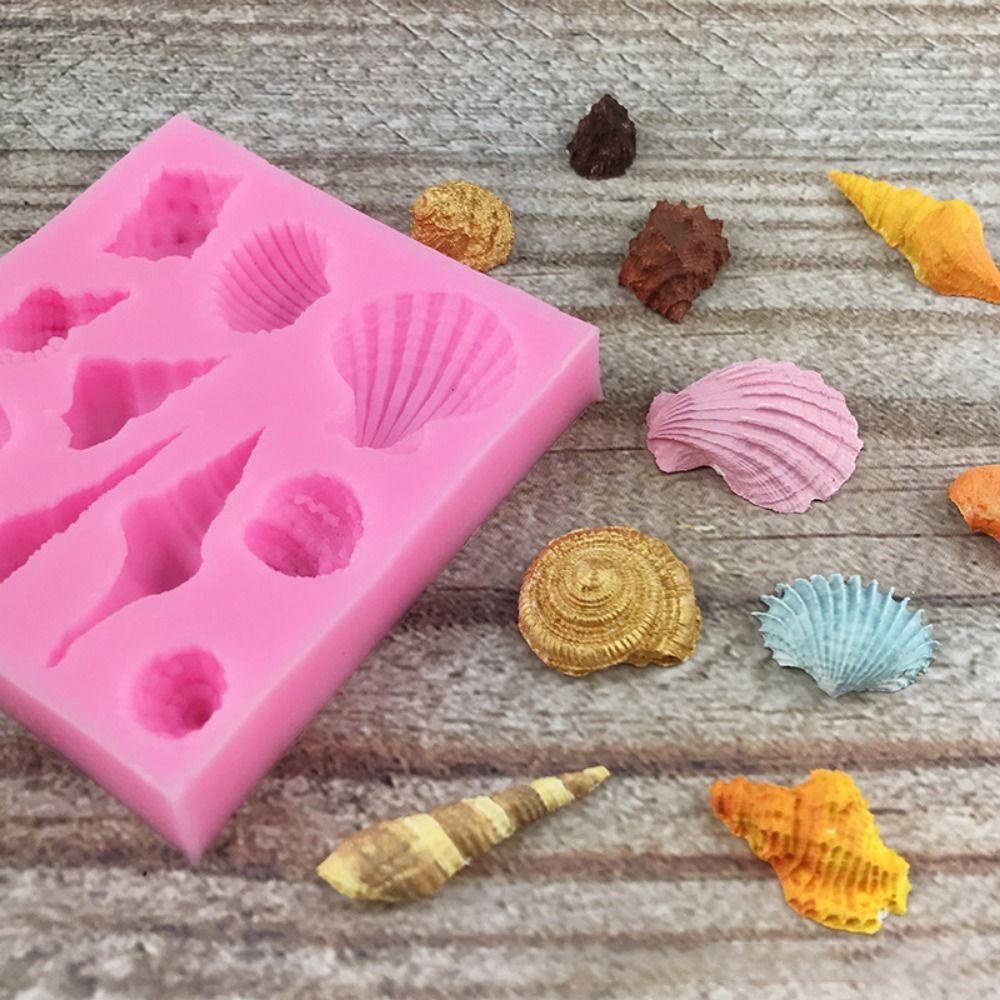[Elegan] Alat Dekorasi Kue 1PC Hias Silikon Rumah Tangga Keong Bentuk Laut Cetakan Coklat Lembut