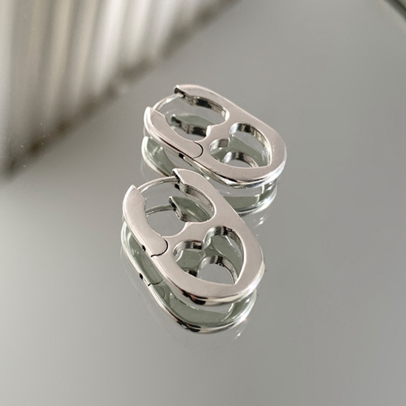 Anting Hati Ganda Berongga Warna Silver Untuk Wanita Desain Gaya Korea Gesper Telinga2022Korea Fashion Perhiasan Aksesoris