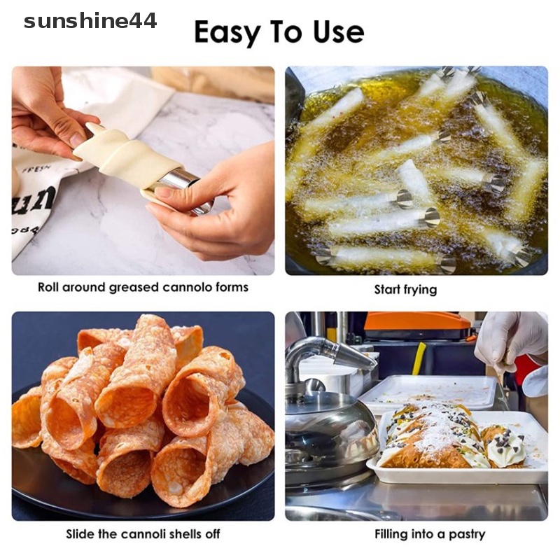 Sunshine 5Pcs Stainless Steel Bentuk Cannoli Cream Tabung Shell Tanduk Cetakan Kue Kering Alat Baking ID