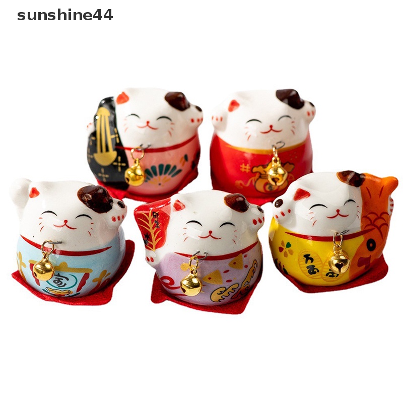 Sunshine 1Pc 40MM Kartun Kucing Beruntung Indah Ornamen Keramik Lonceng Kecil Hadiah Kerajinan ID