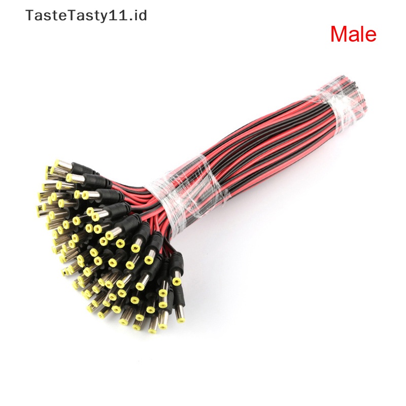 Tastetasty 5pcs Male+5pcs Female Jack Cable Kuncir CCTV Power Adaptor Plug Konektor DC 12V 2.1x5.5mm.