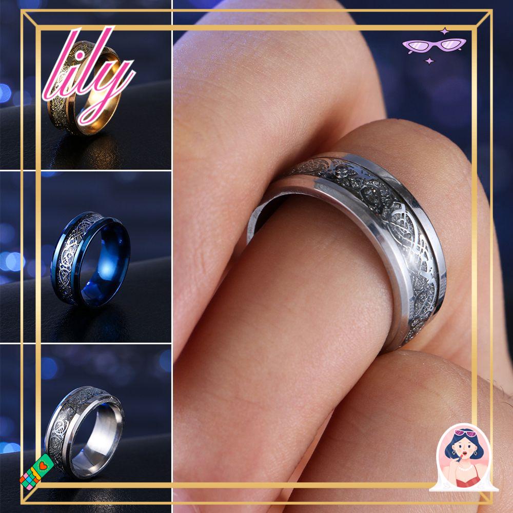 Lily Cincin Baja Titanium Kreatif Pria Vintage Band