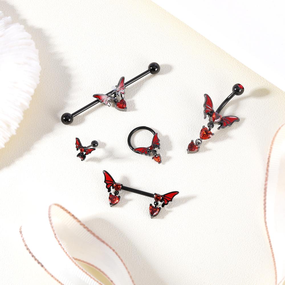 1pc Bat Spider Hidung Tindik Punk Tulang Rawan Stud Anting Industri Barbel Stainless Steel Pusar Cincin Tindik Tubuh