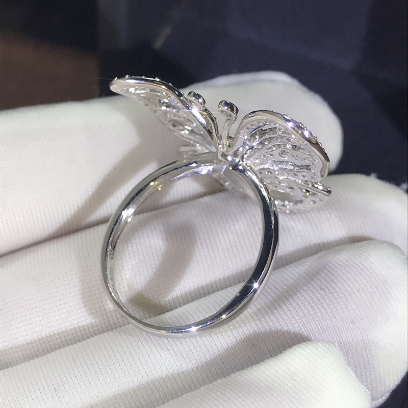 Goldkingdom Aksesoris Perhiasan Fashion Ready Stock Zirkon Busur Bertabur Cincin Berlian, Cincin Pertunangan Mewah Untuk Selebriti Di Perak Sterling