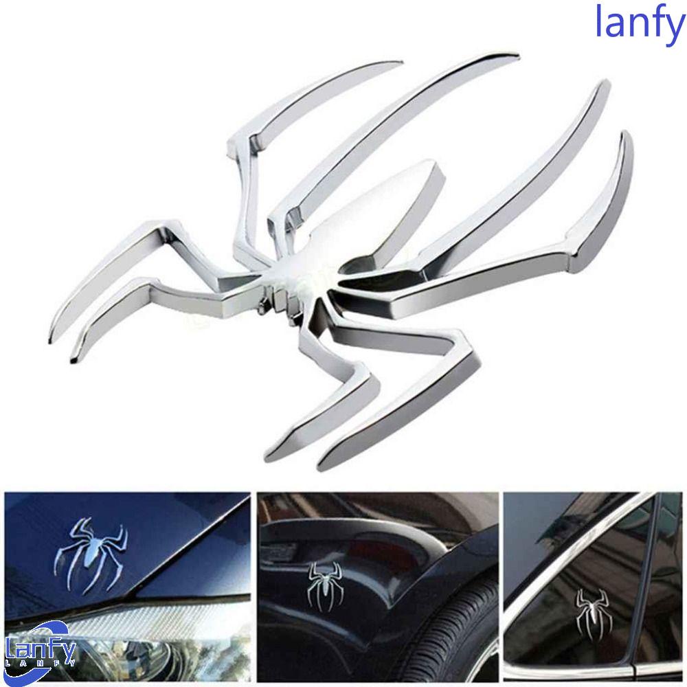 Lanfy 3D Stiker Mobil Universal Mobil Styling Motor Dekorasi Ornamen Mobil Stiker Logam Chrome Spider Lencana 3D Bentuk Laba-Laba Stiker Mobil