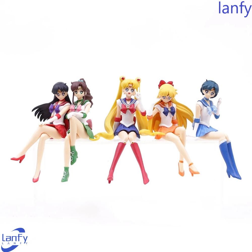 Lanfy Patung PVC Kartun Sailor Moon Model Kolekte Sailor Venus Sailor Mercury