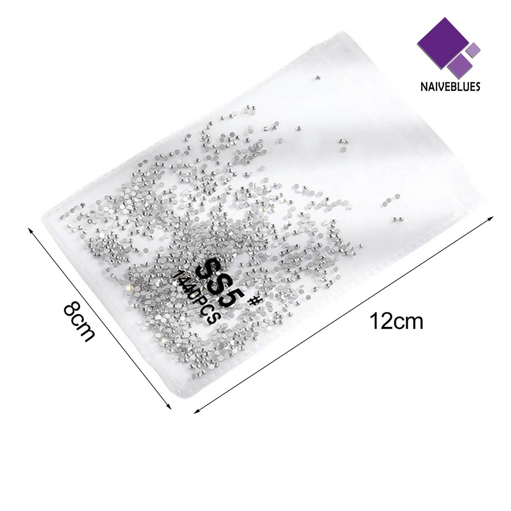 [naiveblues] 1440pcs Manicure Decoration DIY Mudah Di Aplikasikan Kaca Transparan Flat Bottom Untuk Telepon