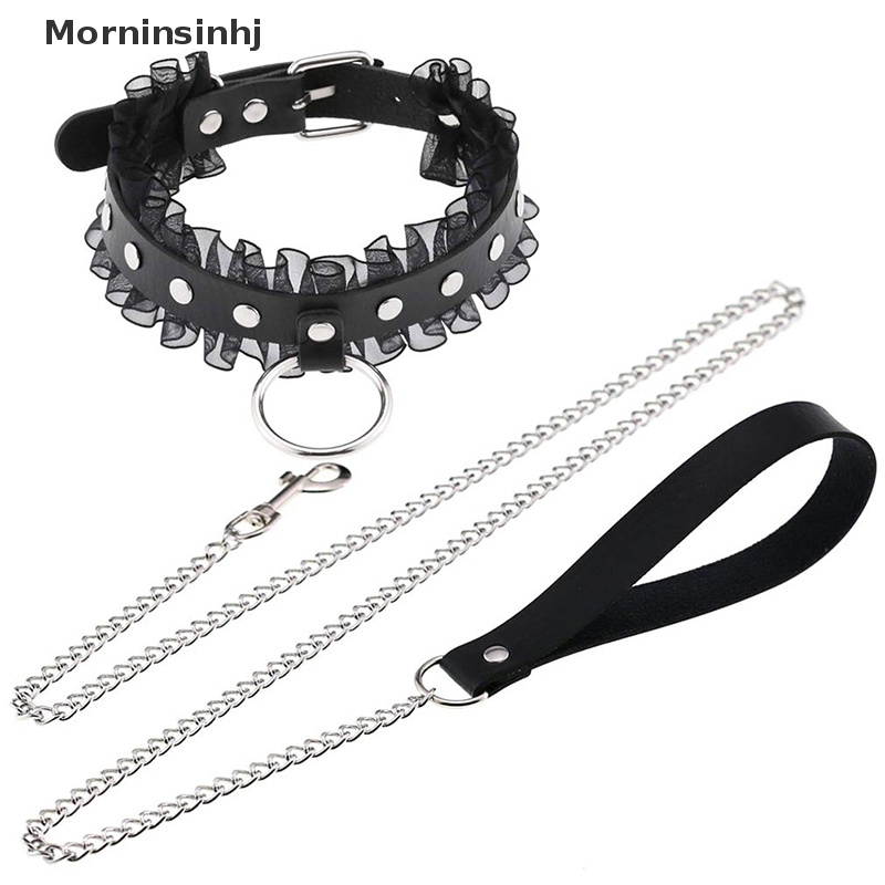 Mornin Kalung Rantai Kulit Harajuku Seksi Untuk Wanita Pria Pasangan Punk Gothic Lingkaran Baru id