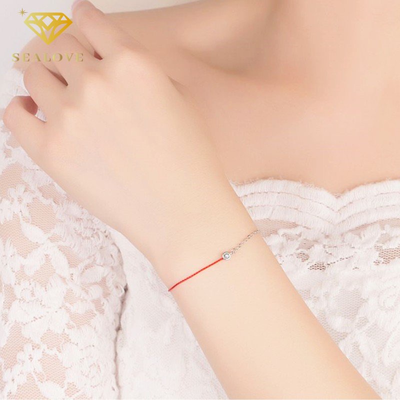 Gelang titanium Wanita Anti Karat Tali Merah Simple Berlian Cantik Aksesoris Perhiasan Korea Style COD