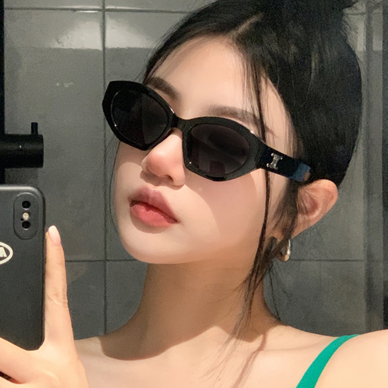 (YUZHU) Kacamata Poligonal Fashion Korea Kacamata Hitam Kerai Babes Fashion Baru