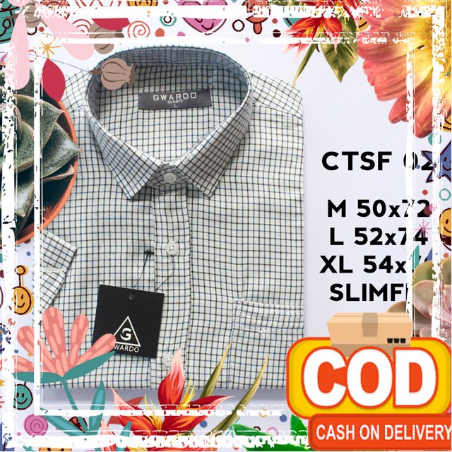 Kemeja SLIMFIT pria motif kotak cotton 100% murah gwardo/ tebel pol