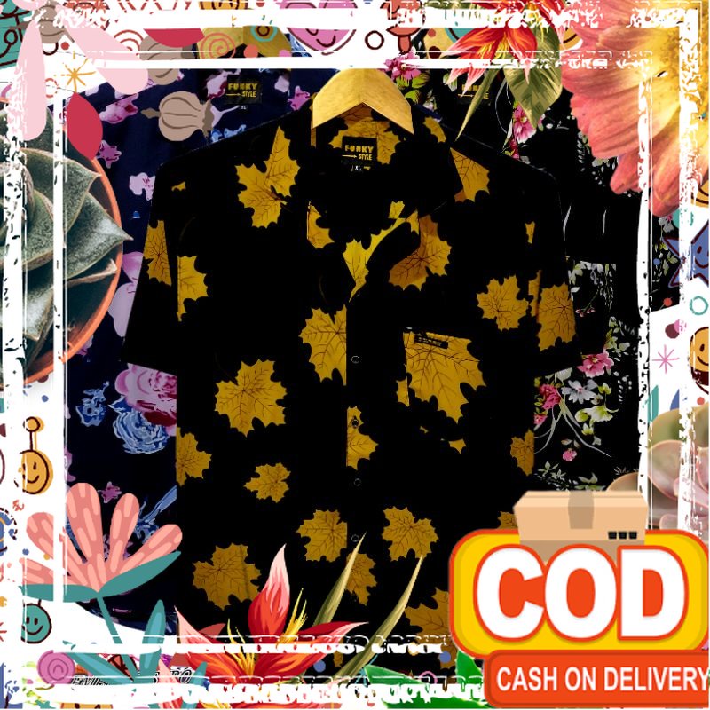 Kemeja Pria Motif Daun Kemeja Motif Bunga Super Premium Kemeja Distro Masakini ( TERMURAH) 2021/ teb