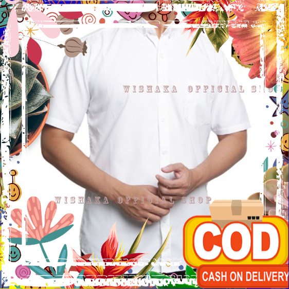 Kemeja Putih Pria Lengan Pendek Polos Basic White Baju Cowok Casual Formal Kemeja Putih XXL/ tebel p