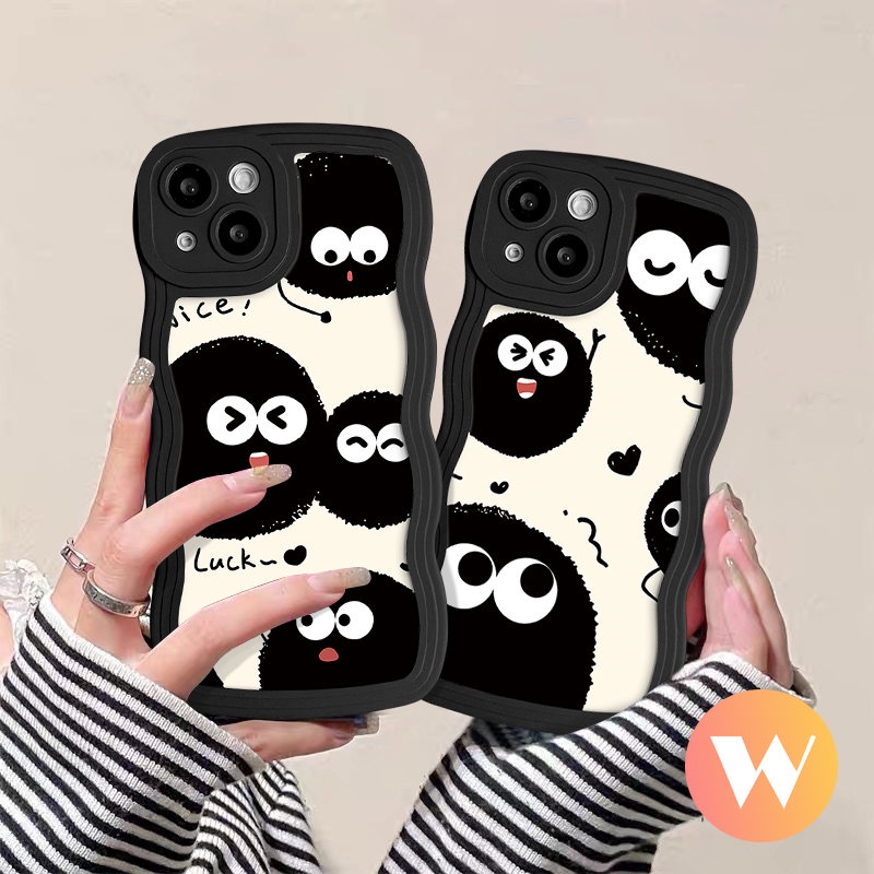 Casing Soft Tepi Bergelombang Untuk Realme C12 C15 C25Y C11 C30 C20 C33 C55 C21Y C35 C25 C25s C20A 9Pro+C3 C17 9 7i 5i 10 8 6i 8Pro 5 9i 7 5s 8i Kartun Bola Bara Keberuntungan Lucu Dustbunny Sarung