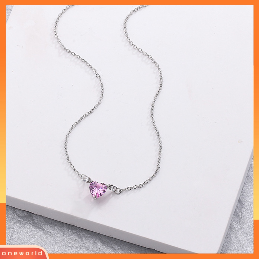 [EONE] Wanita Kalung Elegan Temperamen Hypoallergenic Hadiah Fashion Perhiasan Shiny Faux Crystal Heart Pendant Wanita Kalung Klavikula Untuk Pacaran