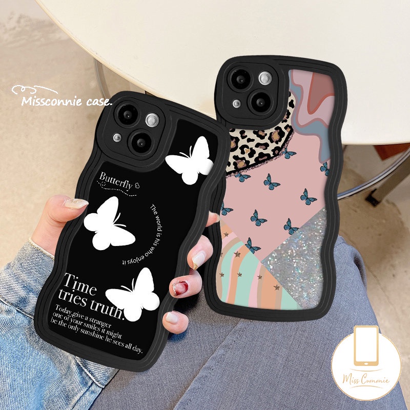 Casing Untuk Infinix Note12 G96 10 Pro Hot9 10 11 12 Play Smart 4 6 5 Plus Hot20 9 10 11s 10s 12i 10Lite 20s 8 12 Pro Wavy Edge Art Vintage Motif Kupu-Kupu Leopard Soft Tpu Sarung