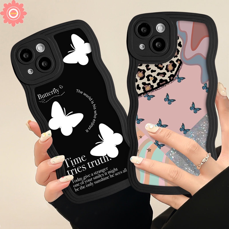 Case Untuk Infinix Hot10 9 11 12 Play Note 10Pro 12g96 Smart 4 6 5 Plus Hot 12i 10Lite 11s 20 9 10s 10 20s 8 12 Pro Ins Fashion Retro Fantasy Butterfly Wavy Edge Soft Case