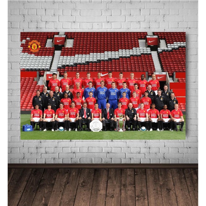 Poster MANCHESTER UNITED Poster Kayu Poster Poster TIM 2007-2008