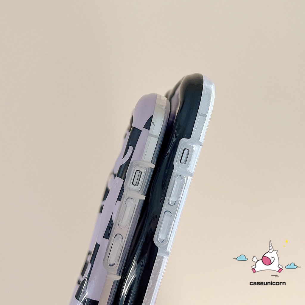 Kartun Smiley Case Kompatibel Untuk iPhone 7Plus 8Plus 11 14 12 13 Pro Max XR X 7 8 6s 6 Plus XS Max SE 2020 Checkerboard Senyum Lucu 3D Wavy Curved Edge Lembut Shockproof Glossy Cover