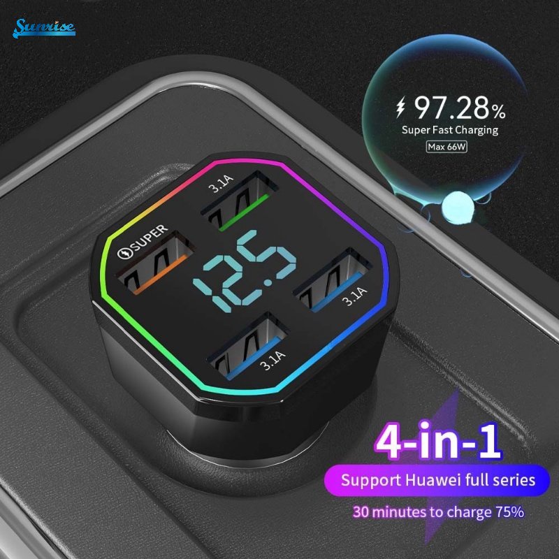 Adaptor 66W Universal USB Quick Charge 3.0 Type C Praktis Tahan Lama 4port Fast Charging USB C Charger Telepon Mobil