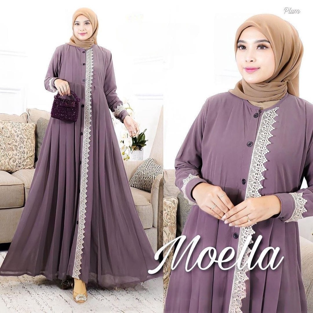 GAMIS STORE - Moela Maxy Gamis Muslim Maxi Matt Ceruty Babydoll Fit To XL Besar l Dress Gaun Pesta Kondangan Premium
