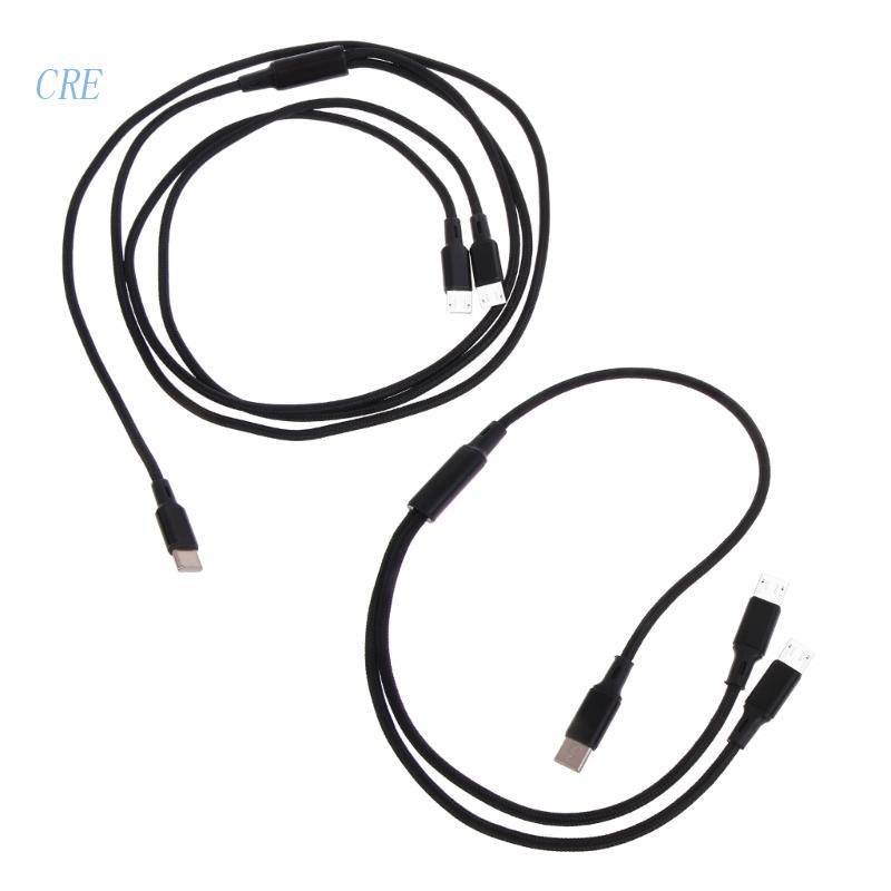 Cre Kabel Cas USB 2in1 Type-C to Micro Soft Nylon Braided Charger Line 18W Fast- Charging Untuk Power-Bank Phone Ca