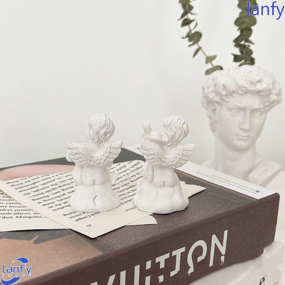 Lanfy Cupid Patung Malaikat Mewah Retro Dekorasi Rumah Kerajinan Resin Tekstur Gypsum Guardian Angel Ornamen Taman