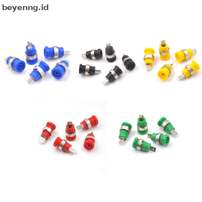 Beyen 5Pcs 4mm Colokan Pisang Female Jack Socket Plug Wire Connector 5warna ID