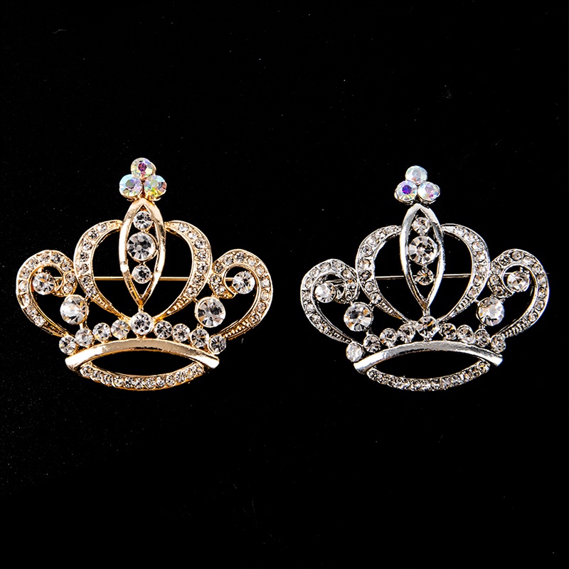 Beyen Fashion Mahkota Bros Berlian Imitasi Pin Gaun Dekorasi Gesper Pin Perhiasan Aksesori ID