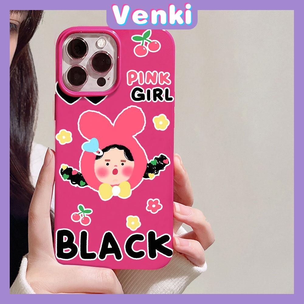 VENKI - For iPhone 11 iPhone Case Red Glossy TPU Soft Case Shockproof Protection Camera Cute Curly Hair Girl Compatible with iPhone 14 13 Pro max 12 Pro Max xr xs max 7Plus 8Plus