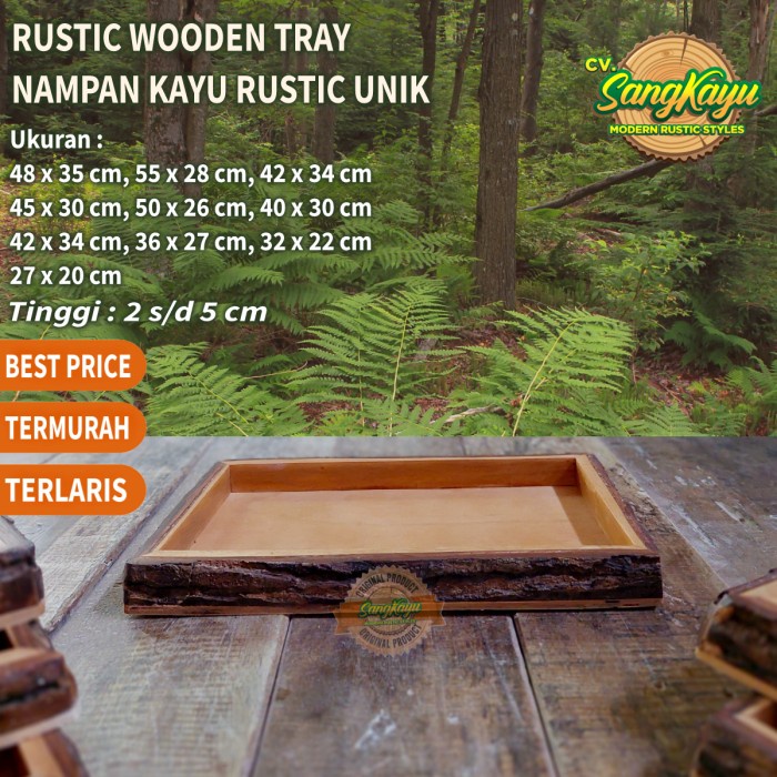 SangKayu Nampan Kayu Nampan Besar Unik Rustic Baki Tray Kayu Kotak Seserahan