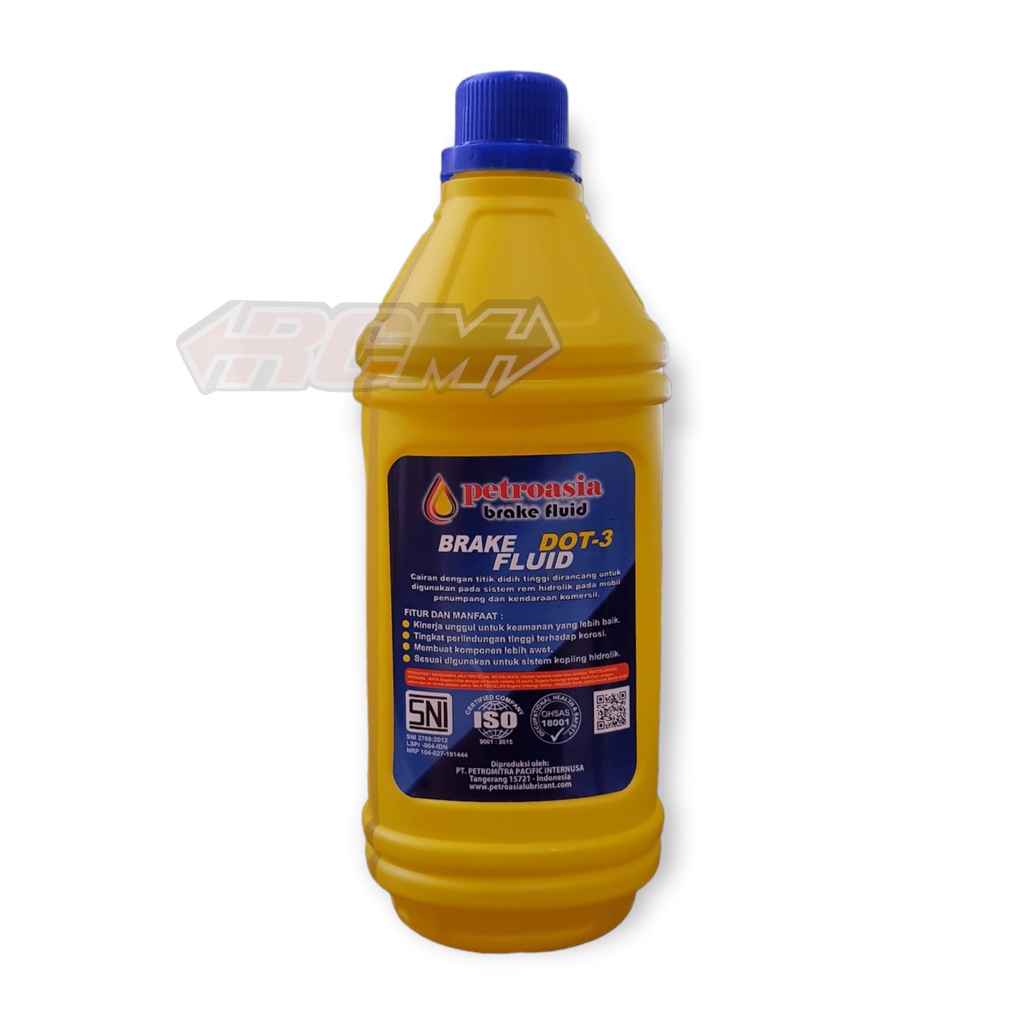 PELUMAS MINYAK OLI OLIE OIL REM BRAKE FLUID DOT-3 DOT - 3 DOT3 DOT 3 1L 1LITER 1 LITER L BESAR FLUID HIGH TEMP SYNTHETIC SINTETIK ORI ORIGINAL PETROASIA ASLI