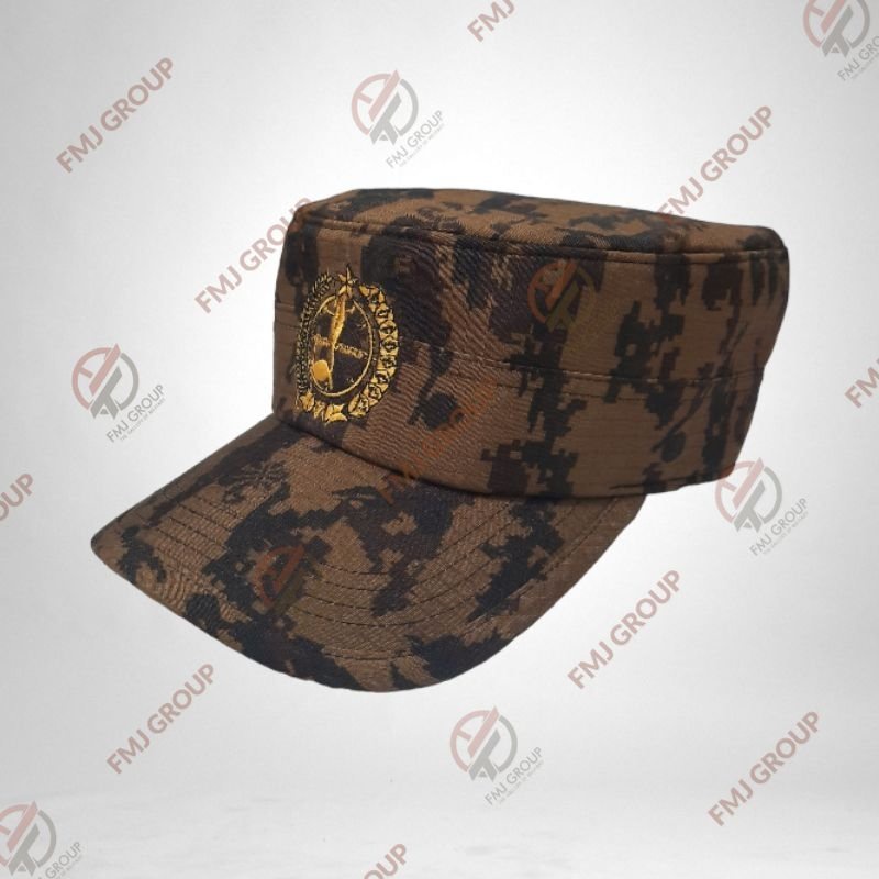 Topi Komando PRAMUKA Cokelat Kopi / Topi Komando Loreng Gurun Terbaru / Topi Komando Logo Pramuka