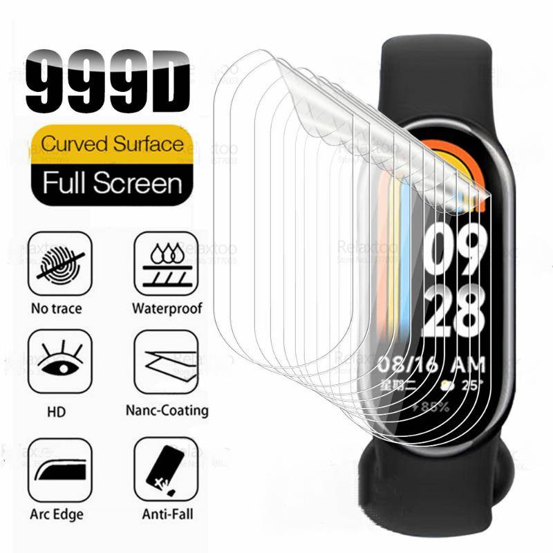999d Curved Soft Hydrogel Film Untuk Xiaomi Smart Band8 Pelindung Layar Anti blue light Untuk Mi Smart Band8 Gelang Film Bukan Kaca
