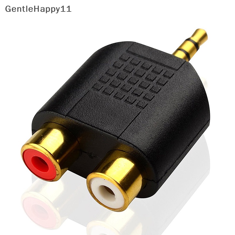 Gentlehappy 1pc Plug male Audio stereo Lapis Emas Ke 2jack RCA female Y Adaptor 3.5mm 1pc Plug male Audio stereo Lapis Emas Ke 2jack RCA female Adaptor Y 3.5mm Piring Emas 1pc