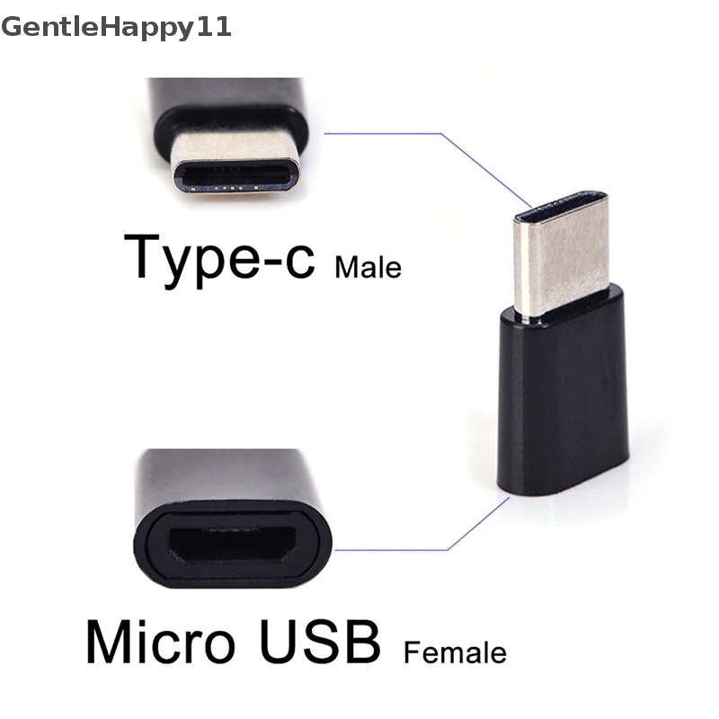 Gentlehappy Micro USB Female to Type-C USB-C Male Adapter Converter Konektor Cas id