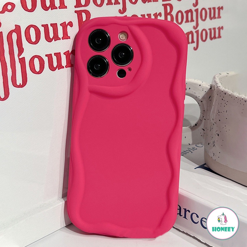 IPHONE Fashion Rose Warna Merah Gelombang Pola Casing Ponsel Kompatibel Dengan Iphone14 13 12 11 Pro Max X XS XR Silikon Lembut Shockproof Back Cover