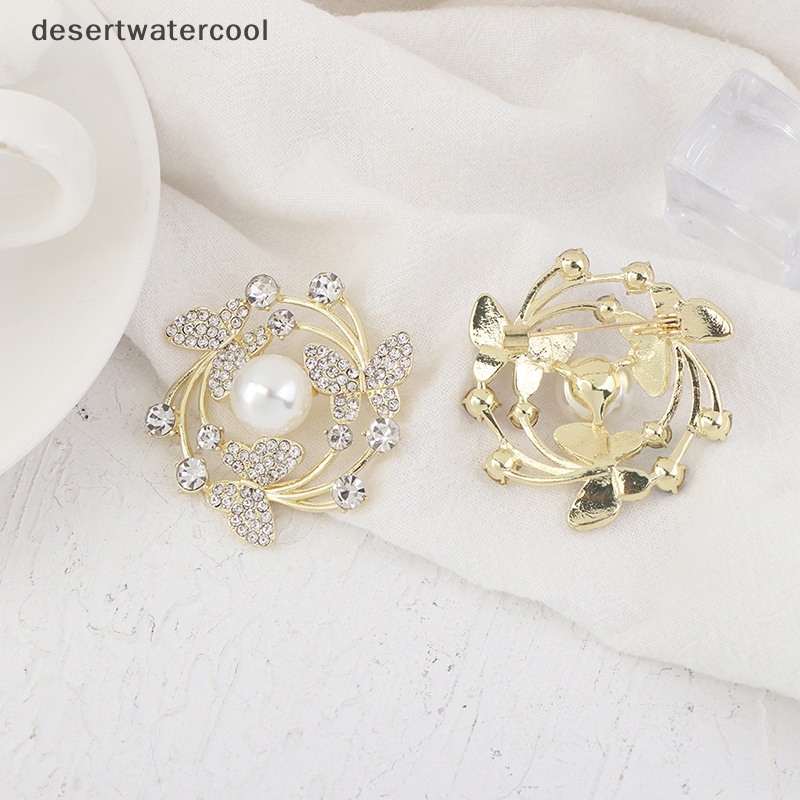 Deid Temperamen Kupu-Kupu Mutiara Perhiasan Pin Batu Permata Bertatahkan Murah Hati Bros Martijn