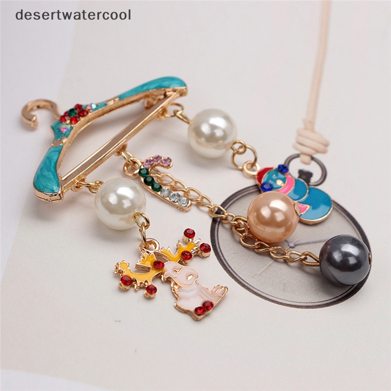 Deid Natal Mutiara Bros Rusa Snowman Liontin Perhiasan Berlian Imitasi Bros Wanita Martijn