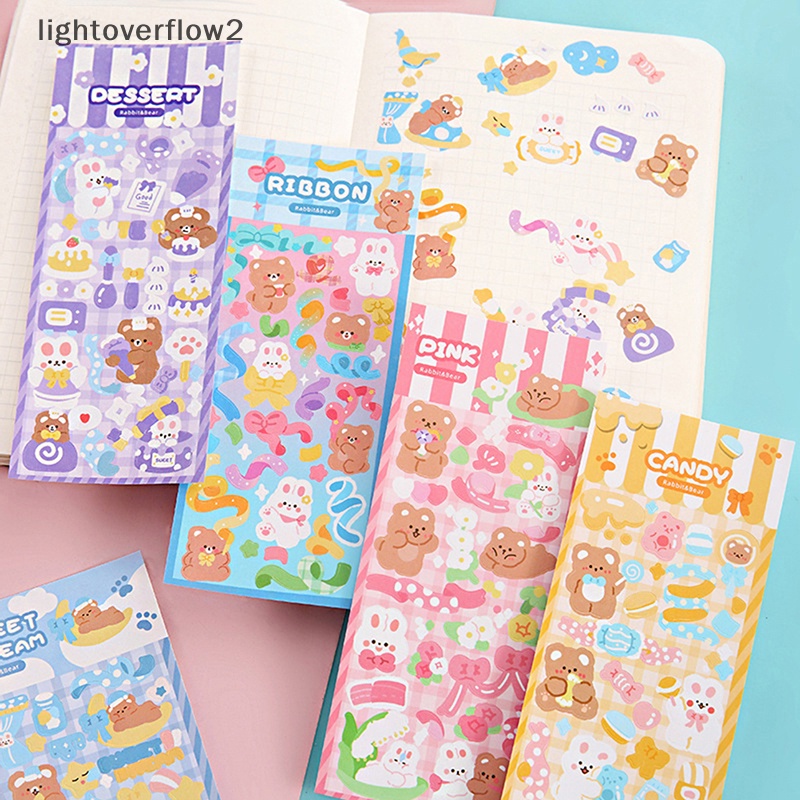 [lightoverflow2] 6lembar Kawaii Cute Shiny Photo Stiker Hias Kartun Dekorasi Jurnal Korea Tangan Akun Alat Tulis Pola Kecil [ID]