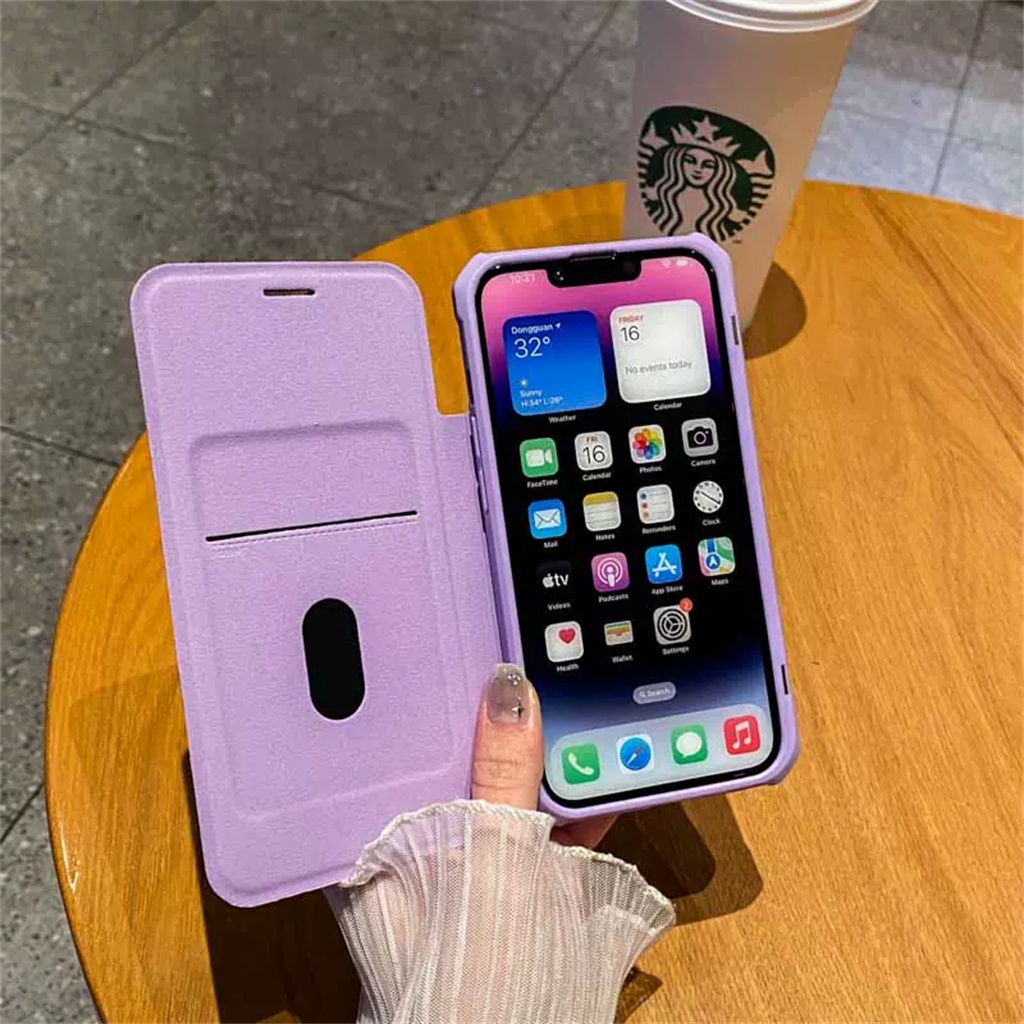 Flip holster case iphone 14 Pro Max Casing Cincin Magnet metal iphone 11 12 13 Pro Max14 Plus Lensa Proteksi Kamera Tertutup Penuh Casing iphone Transparan Keras