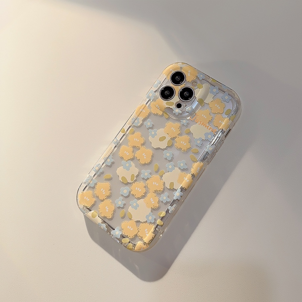 IPHONE Ins Casing Silikon Bunga Kuning Case Untuk Iphone14 11 12 13 PRO MAX Casing Cover Pelindung AT0267