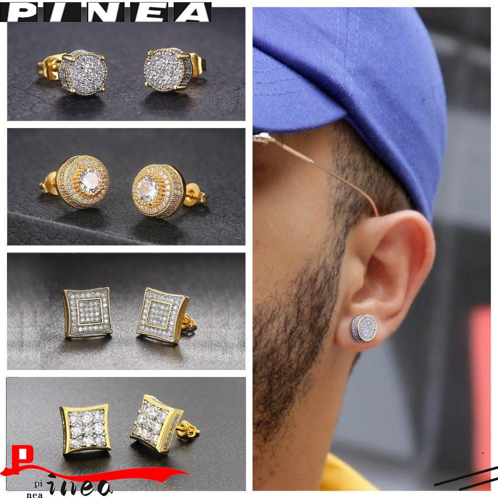 Nanas Zirkon Anting Wanita Perhiasan Tindik Telinga Aksesoris Hadiah Emas Perak Hip Hop Studs Earrings